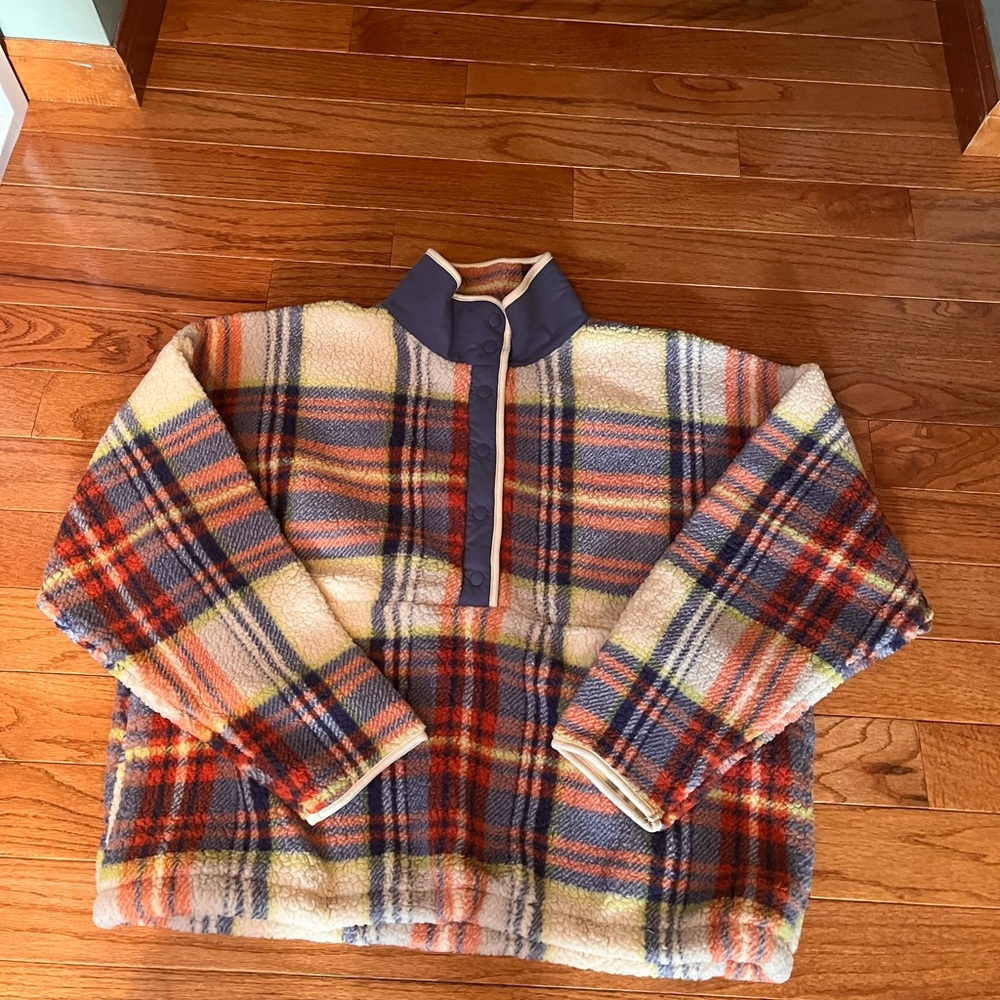 American Eagle Outfitters Multicolor Plaid Zip-Up Sweater